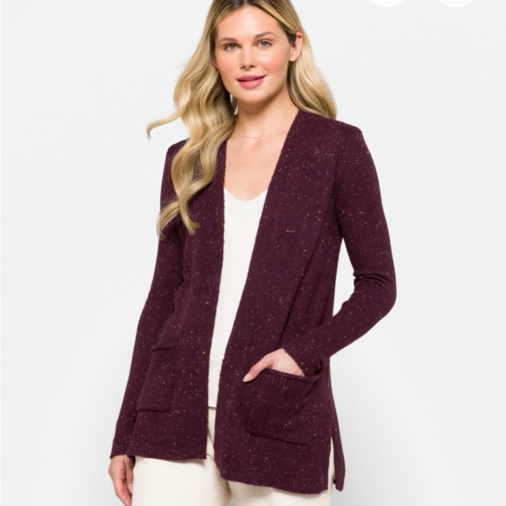 Love Ellie Maroon Open Front Cardigan
